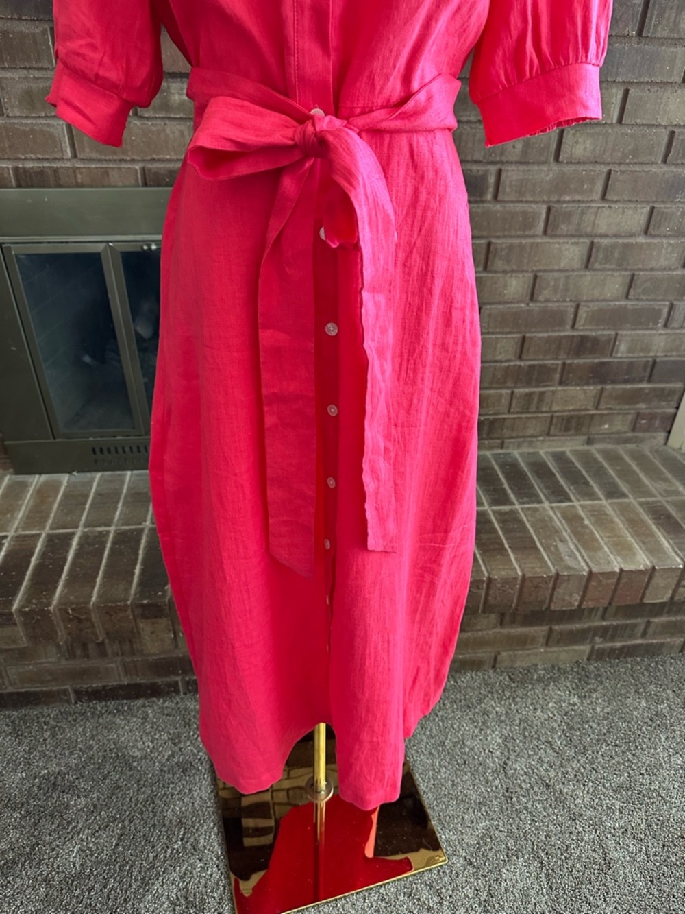 NWT Boden Ada Linen Midi Dress Pink Bright Summer Vibrant Bohemian Chic 8R - Picture 3 of 8